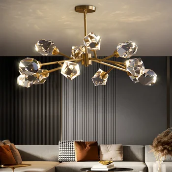 Šiuolaikinės Prabangos Stiliaus LED Šviestuvo Gyvenimo Kambario, Miegamojo, Valgomojo, Virtuvės Lubų Lempa Auksas Varis Kristalų G9 Pakabukas Šviesos