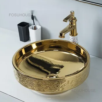 Šviesos Prabangūs Vonios Praustuvai Keramikos Viešbučio Baseino Vonios Kriauklės Europos Aukso Platforma Baseino Šiuolaikinės Virtuvės Plovimo Kriauklės