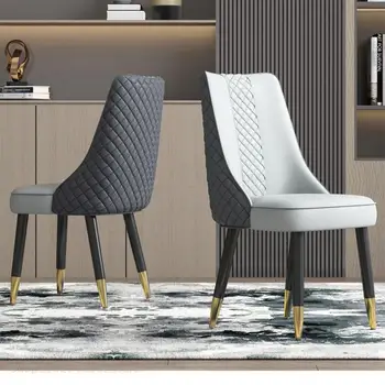 Šviesos prabanga valgomojo kėdės Šiaurės italijos elegantiškas odos kėdės namuose, medžio masyvo kojos atgal išmatose viešbučio restorane šiuolaikinės kėdės INS