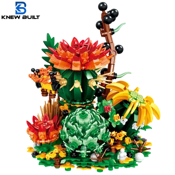 ŽINOJAU, PASTATYTAS 3D Modelį Žaislas su Apsauginiu Kaktusas Blokai Padengti Mergaitėms Suaugusiųjų Namų Puošybai Rožių Gėlių Surinkimas Plytos