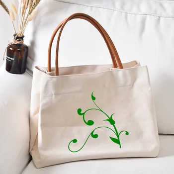 Žalieji Augalai Spausdinti Canvas Tote Krepšys Moterims Lady Mados Paplūdimio Krepšys Knygos Maišelį Darbo Shopper Bag